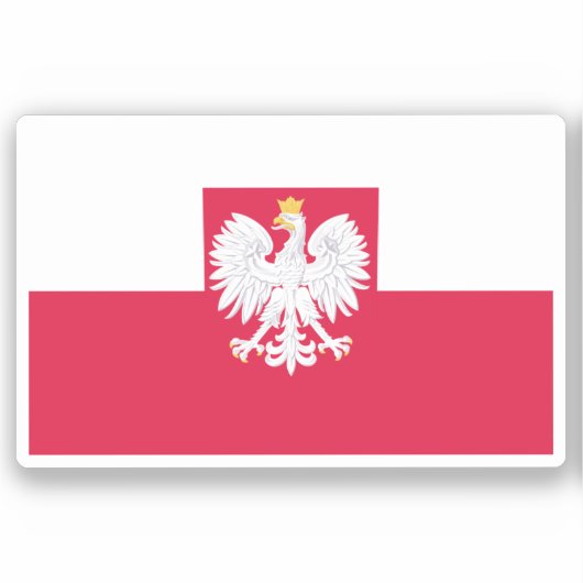 Sticker Drapeau de la Pologne (avec armoiries) (Recto)