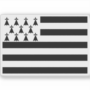 Sticker Drapeau de la région de Bretagne (Gwenn ha du), Fr