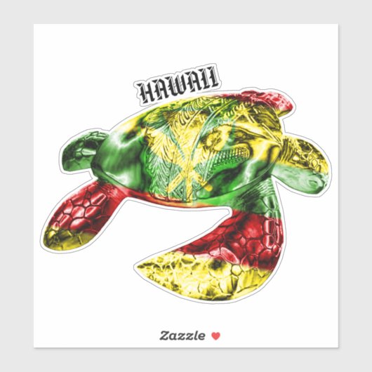 Sticker Drapeau de la tribu Hawaii Honu Kanaka Maoli (Feuille)