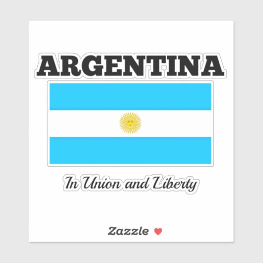 Sticker Drapeau de l'Argentine, étiqueté avec devise (Feuille)