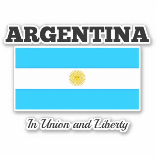 Sticker Drapeau de l'Argentine, étiqueté avec devise (Devant)