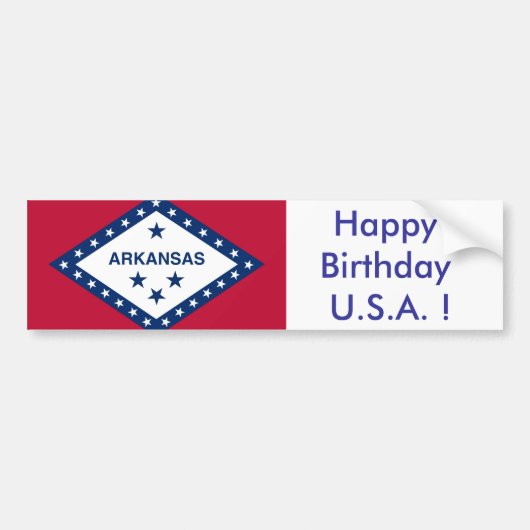 Sticker Drapeau de l'Arkansas, Joyeux anniversaire (Devant)
