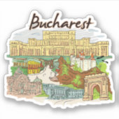 Sticker drapeau de l'arrondissement de Bucarest (Devant)