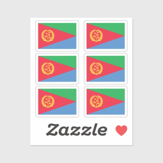 Sticker Drapeau de l'Erythrée Collection pack de 6 (Feuille)