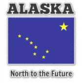 Sticker drapeau de l'état de l'Alaska, étiqueté avec la de (Devant)