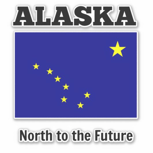 Sticker drapeau de l'état de l'Alaska, étiqueté avec la de (Devant)