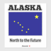 Sticker drapeau de l'état de l'Alaska, étiqueté avec la de (Feuille)