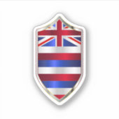 Sticker Drapeau De L'État D'Hawaï Sur Un Bouclier De Style (Devant)