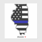 Sticker Drapeau de ligne bleue mince Illinois (Feuille)