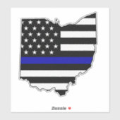 Sticker Drapeau de ligne bleue mince Ohio (Feuille)