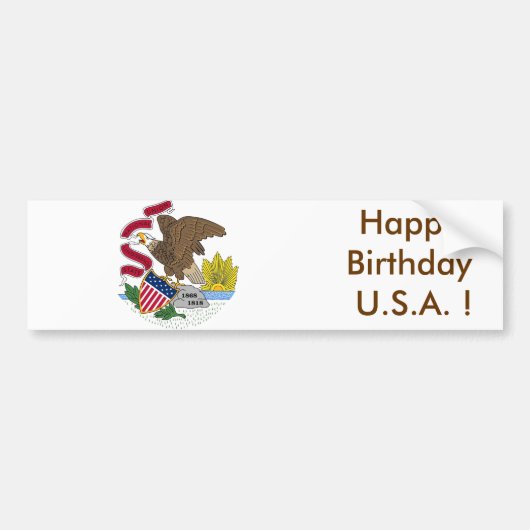 Sticker Drapeau de l'Illinois, Joyeux anniversaire (Devant)