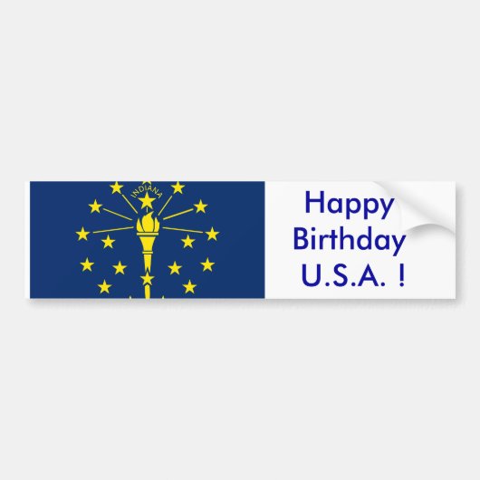 Sticker Drapeau de l'Indiana, Joyeux anniversaire (Devant)