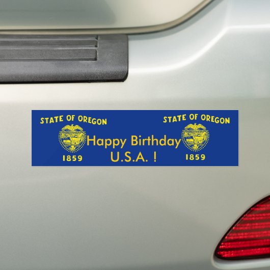 Sticker Drapeau de l'Oregon, Joyeux Anniversaire U (En voiture)