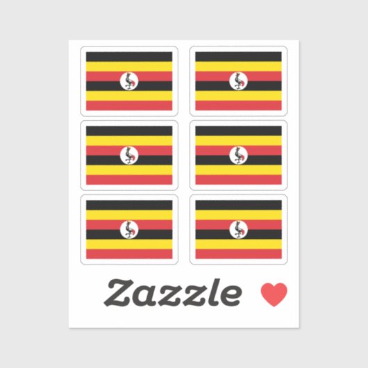 Sticker Drapeau de l'Ouganda Collection pack de 6 (Feuille)