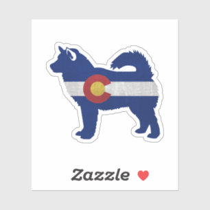 Sticker Drapeau de malamute de chien race Colorado Silhoue