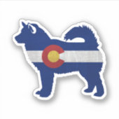 Sticker Drapeau de malamute de chien race Colorado Silhoue (Devant)