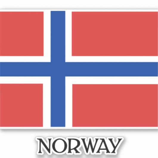 Sticker Drapeau de Norvège, étiqueté (Devant)