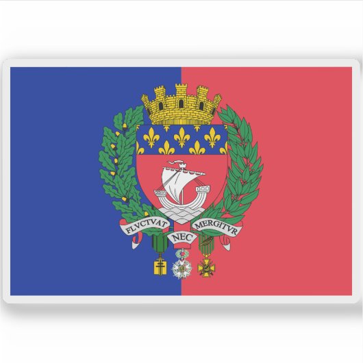 Sticker Drapeau de Paris (avec armoiries) (Devant)
