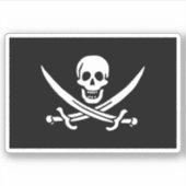 Sticker Drapeau de pirate crâne et Jolly roger d'épées cro (Devant)
