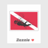 Sticker Drapeau de plongée avec illustration de plongeur r (Feuille)