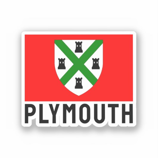 Sticker Drapeau de Plymouth (Angleterre) (Recto)