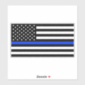 Sticker Drapeau de police de la ligne bleue mince (Feuille)