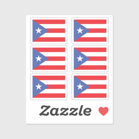 Sticker Drapeau de Porto Rico Collection pack de 6 (Feuille)