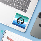 Sticker Drapeau de protestation gay masculin (Ordinateur portable avec iPhone)
