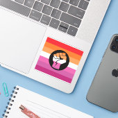 Sticker Drapeau de protestation lesbienne (Ordinateur portable avec iPhone)