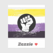 Sticker Drapeau de protestation peint non binaire (Feuille)