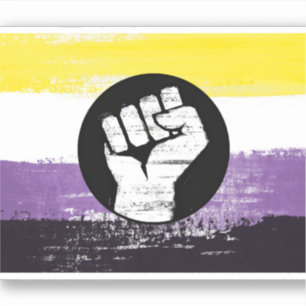 Sticker Drapeau de protestation peint non binaire