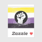 Sticker Drapeau de protestation peint non binaire (Feuille)