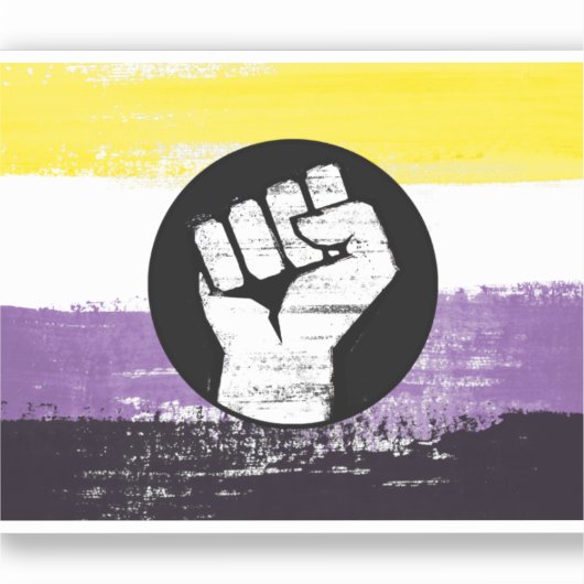 Sticker Drapeau de protestation peint non binaire (Recto)