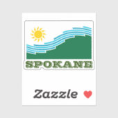 Sticker Drapeau de Spokane, État de Washington (Feuille)