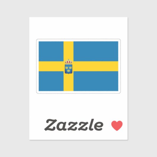 Sticker Drapeau de Suède avec petit blason ajouté (Feuille)