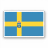 Sticker Drapeau de Suède avec petit blason ajouté (Recto)