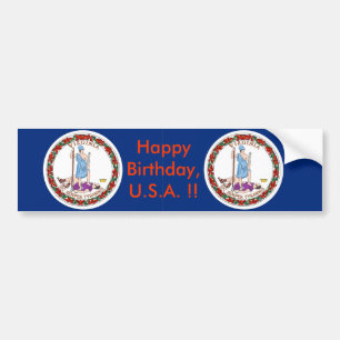 Sticker Drapeau de Virginie, Joyeux Anniversaire U