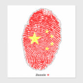 Sticker Drapeau d'empreintes digitales chinois (Feuille)