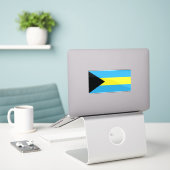 Sticker Drapeau des Bahamas en bleu, noir et jaune (Ordinateur portable sur le bureau)