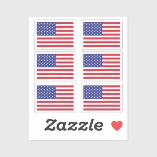 Sticker Drapeau des États-Unis Collection pack de 6 (Feuille)
