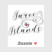 Sticker Drapeau des Îles Féroé du Coeur, Îles Féroé, (Feuille)