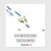 Sticker Drapeau des Îles Salomon Charmante carte patriotiq (Feuille)