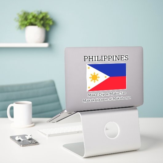 Sticker Drapeau des Philippines, archipel, (Ordinateur portable sur le bureau)