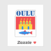 Sticker Drapeau d'Oulu, Finlande (Feuille)