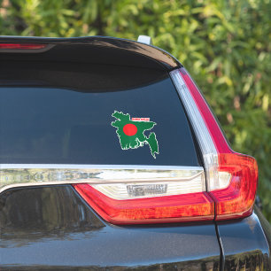 Sticker Drapeau du Bangladesh sur la carte du pays