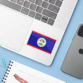 Sticker Drapeau du Belize (Ordinateur portable avec iPhone)