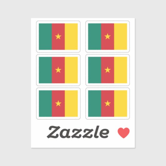 Sticker Drapeau du Cameroun Collection pack de 6 (Feuille)