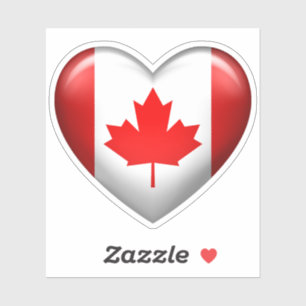 Sticker Drapeau du Canada   Icône Coeur 3D