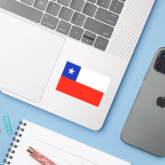 Sticker Drapeau du Chili (Ordinateur portable avec iPhone)