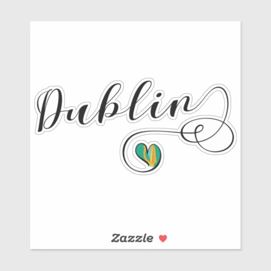 Sticker Drapeau du coeur de Dublin (Feuille)